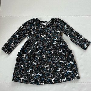 Hanna Andersson Unicorn Dress 100% Cotton Long Sleeves 2 Pockets 120CM 6-7 Y